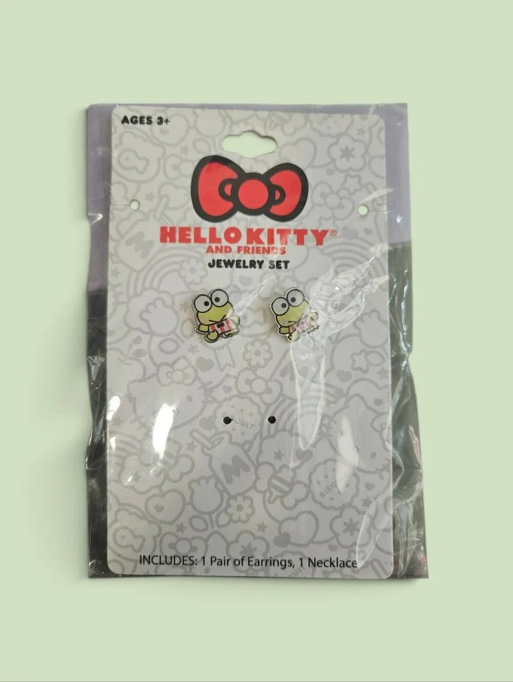 Hello Kitty Kids Frog Stud Earrings Yellow and Pink Accents